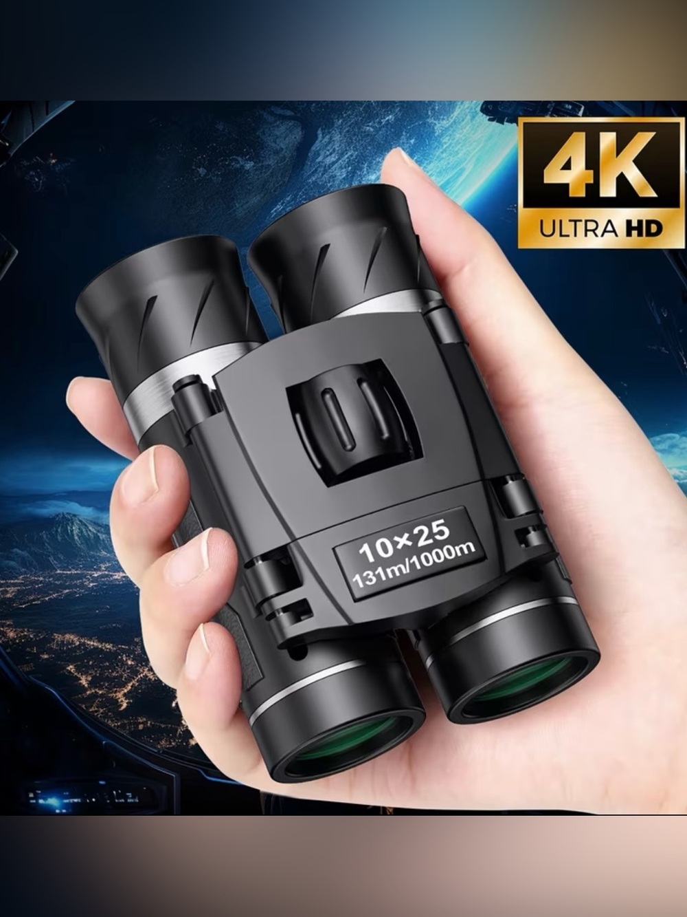 Compact 10x25 Folding Binoculars for Bird Watching Travel Hiking Pocket Size